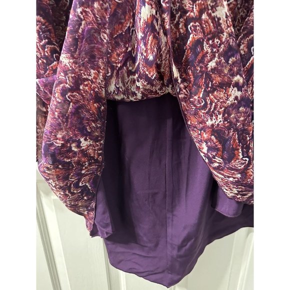 eShakti Abstract Purple Printed Flowy Tunic Top Sheer Long Sleeve Size 1X 18W - Picture 5 of 5